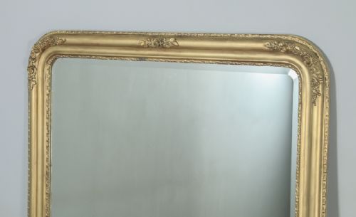 fig 2. Large 5ft x 4ft Antique Victorian Style Carved Gilt Wall Hanging Overmantle Mirror (Circa 1930)