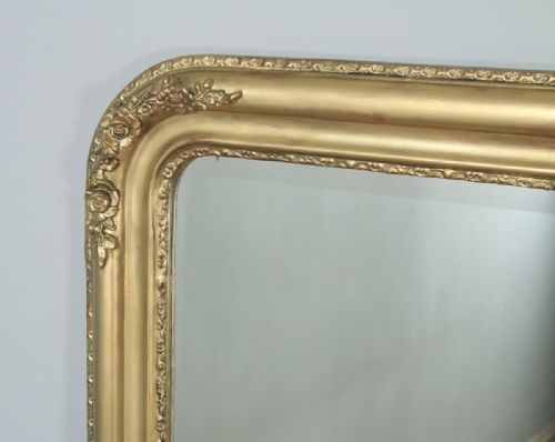 fig 3. Large 5ft x 4ft Antique Victorian Style Carved Gilt Wall Hanging Overmantle Mirror (Circa 1930)