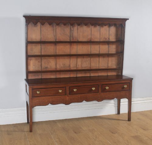 fig 1. Antique English 19th Century Georgian Oak Shropshire Joined Low Dresser Base & Rack Sideboard (Circa 1800)