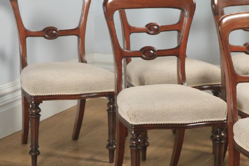 fig 5. Antique English 19th Century Victorian Set of Six Walnut Balloon Back Dining Chairs (Circa 1880)
