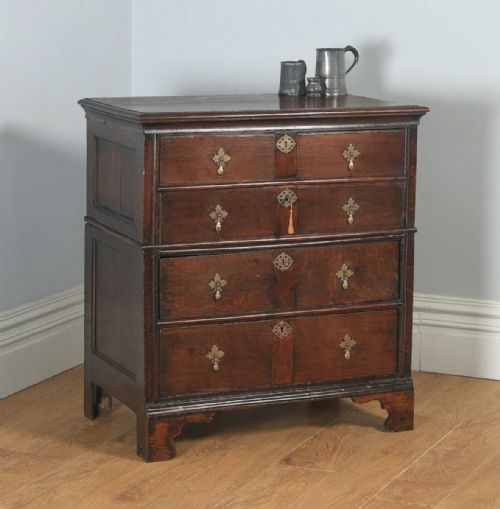Antique English 18th Century Georgian Oak Panelled Two Part Chest of Drawers (Circa 1740)