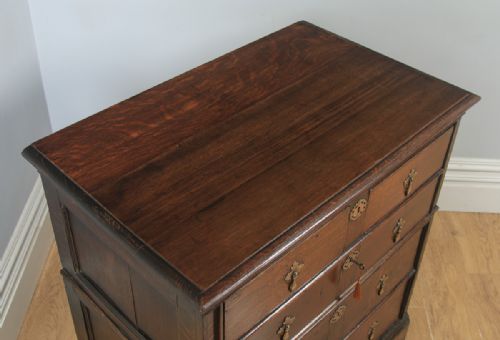 fig 3. Antique English 18th Century Georgian Oak Panelled Two Part Chest of Drawers (Circa 1740)