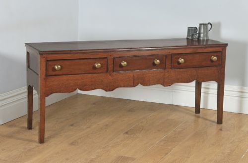 Antique English 19th Century Georgian Oak Shropshire Joined Low Dresser Base Sideboard (Circa 1800)