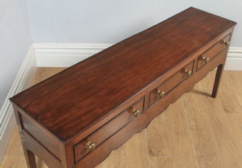 fig 1. Antique English 19th Century Georgian Oak Shropshire Joined Low Dresser Base Sideboard (Circa 1800)