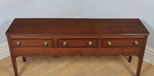 fig 3. Antique English 19th Century Georgian Oak Shropshire Joined Low Dresser Base Sideboard (Circa 1800)