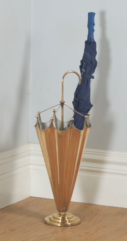 fig 2. Antique English Art Deco Brass Plated Umbrella & Stick Stand (Circa 1930)