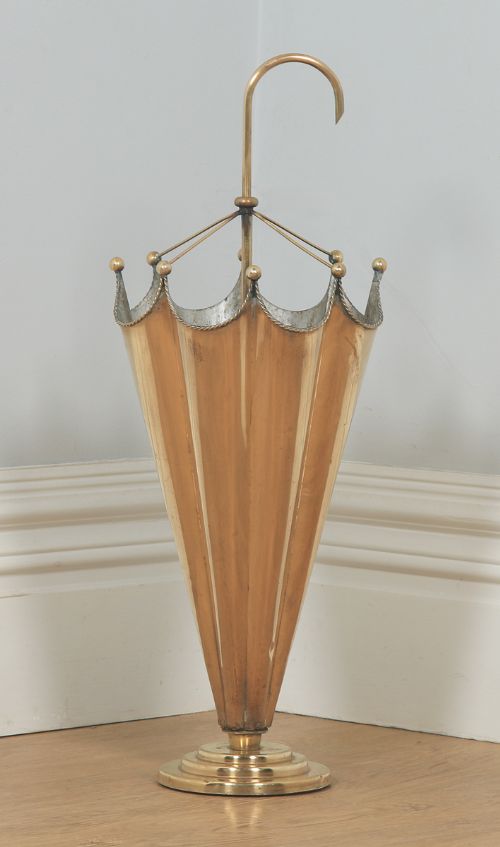 fig 3. Antique English Art Deco Brass Plated Umbrella & Stick Stand (Circa 1930)