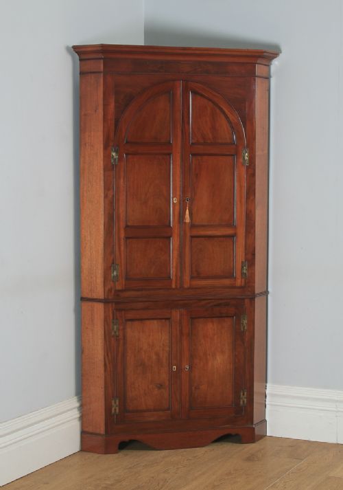 fig 1. Antique English Georgian Mahogany Floor Standing Double Corner Cupboard (Circa 1800)