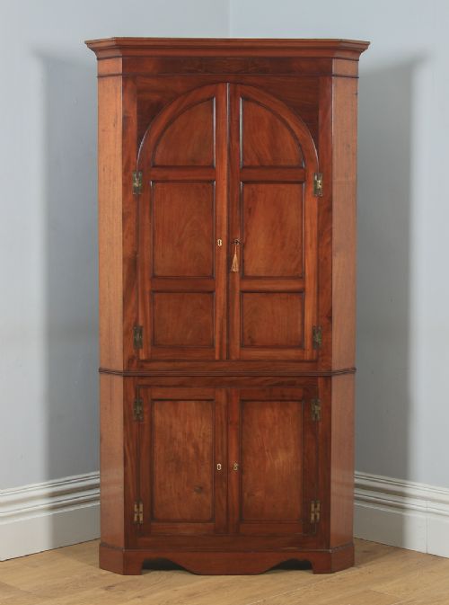 fig 2. Antique English Georgian Mahogany Floor Standing Double Corner Cupboard (Circa 1800)