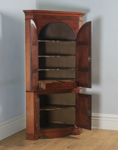 fig 7. Antique English Georgian Mahogany Floor Standing Double Corner Cupboard (Circa 1800)