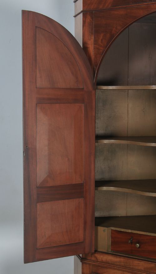 fig 8. Antique English Georgian Mahogany Floor Standing Double Corner Cupboard (Circa 1800)