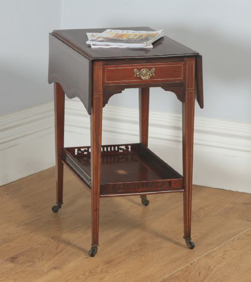 Antique English Edwardian Mahogany Folding Drop Leaf Occasional Side Table (Circa 1910)