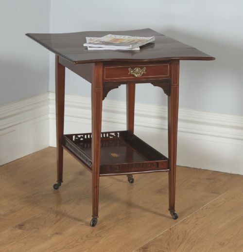 fig 2. Antique English Edwardian Mahogany Folding Drop Leaf Occasional Side Table (Circa 1910)