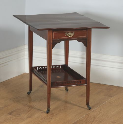 fig 3. Antique English Edwardian Mahogany Folding Drop Leaf Occasional Side Table (Circa 1910)