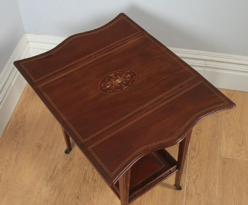 fig 4. Antique English Edwardian Mahogany Folding Drop Leaf Occasional Side Table (Circa 1910)