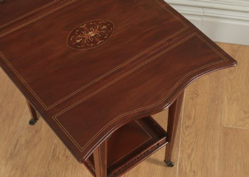 fig 5. Antique English Edwardian Mahogany Folding Drop Leaf Occasional Side Table (Circa 1910)