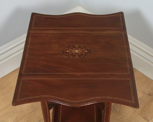 fig 7. Antique English Edwardian Mahogany Folding Drop Leaf Occasional Side Table (Circa 1910)