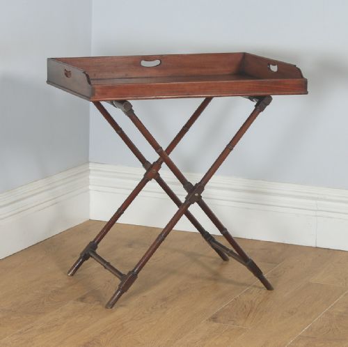 Antique English Victorian Mahogany Small Butlers Tray Table (Circa 1850)