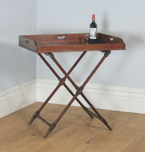 fig 1. Antique English Victorian Mahogany Small Butlers Tray Table (Circa 1850)