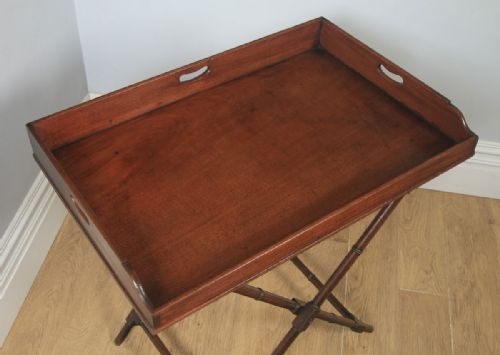 fig 3. Antique English Victorian Mahogany Small Butlers Tray Table (Circa 1850)