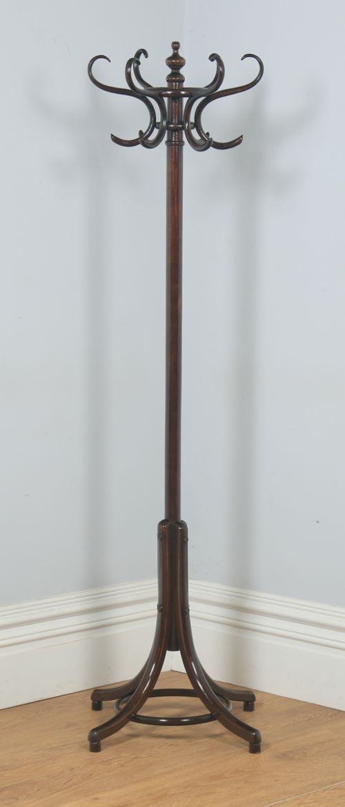 fig 2. Antique English Edwardian Bentwood Coat, Hat, Stick & Umbrella Demi Lune Hallstand (Circa 1910)