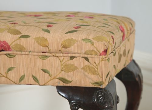 fig 6. Antique English Georgian Chippendale Style Mahogany Upholstered Stool (Circa 1880)