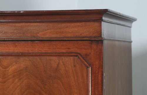 fig 3. Antique English Georgian Figured Mahogany Linen Press Wardrobe (Circa 1790)