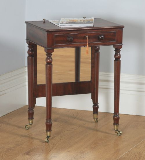 fig 1. Antique English Georgian Mahogany Dressing Side Table with Adjustable Mirror Attributable to Gillows of Lancaster (Circa 1820)
