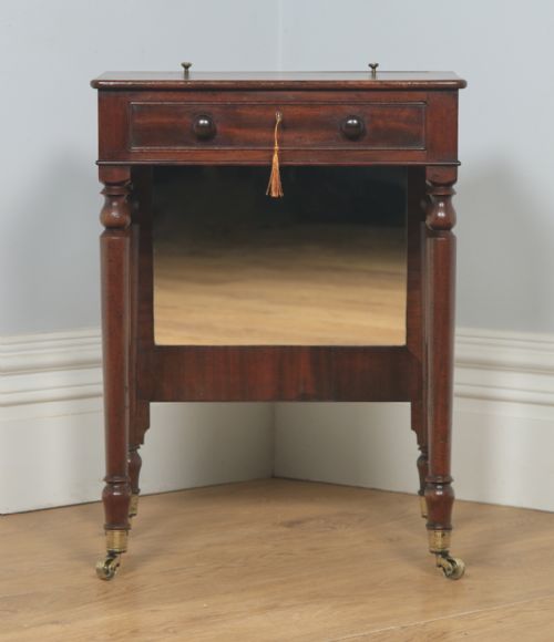 fig 3. Antique English Georgian Mahogany Dressing Side Table with Adjustable Mirror Attributable to Gillows of Lancaster (Circa 1820)