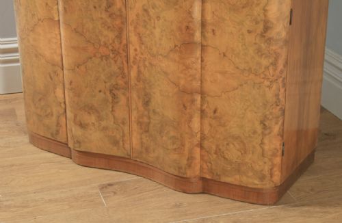 fig 6. Antique English Art Deco Burr Walnut Two Door Serpentine Wardrobe (Circa 1930)