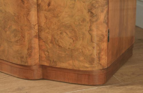 fig 7. Antique English Art Deco Burr Walnut Two Door Serpentine Wardrobe (Circa 1930)