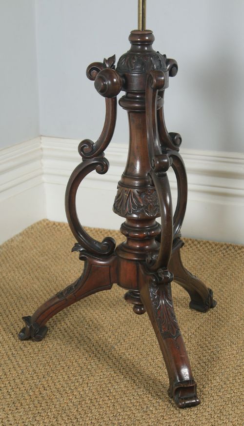 fig 4. Antique English Victorian Rococo Mahogany & Brass Adjustable Music & Book Stand (Circa 1860)