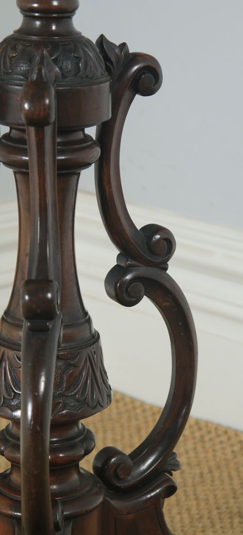 fig 6. Antique English Victorian Rococo Mahogany & Brass Adjustable Music & Book Stand (Circa 1860)