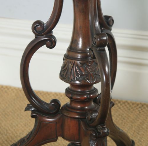fig 7. Antique English Victorian Rococo Mahogany & Brass Adjustable Music & Book Stand (Circa 1860)
