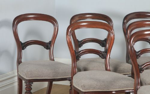 fig 3. Antique English 19th Century Victorian Set of Six Mahogany Balloon Back Dining Chairs (Circa 1860)
