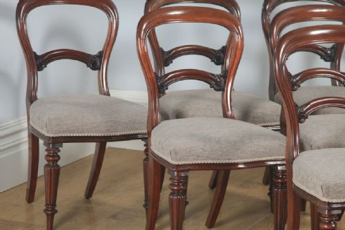 fig 5. Antique English 19th Century Victorian Set of Six Mahogany Balloon Back Dining Chairs (Circa 1860)