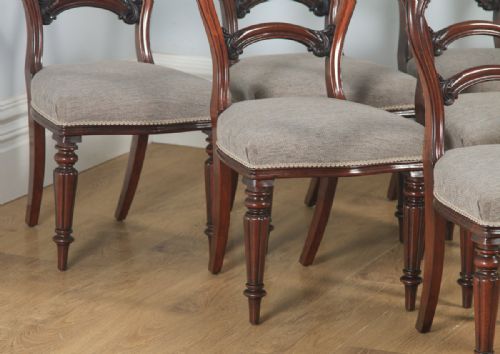 fig 7. Antique English 19th Century Victorian Set of Six Mahogany Balloon Back Dining Chairs (Circa 1860)