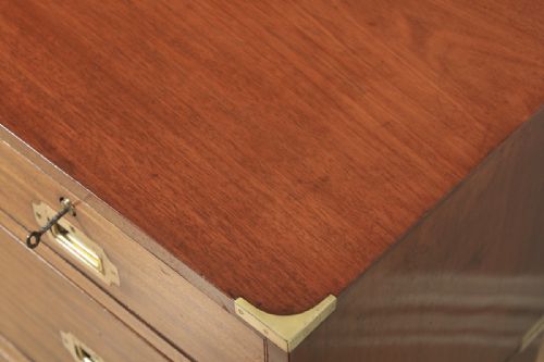 fig 3. Antique English Victorian Colonial Mahogany & Brass Military Campaign Chest of Drawers with Original Transportation Case (Circa 1850)