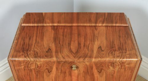 fig 6. Antique English Art Deco Figured Walnut Cocktail Bow Front Cabinet by F.H. Marshall (Circa 1940)