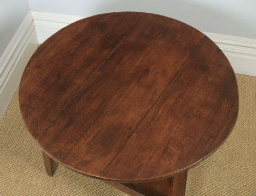 fig 3. Antique English Georgian Circular Oak Cricket Occasional Table (Circa 1780 - 1820)
