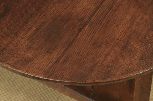 fig 4. Antique English Georgian Circular Oak Cricket Occasional Table (Circa 1780 - 1820)
