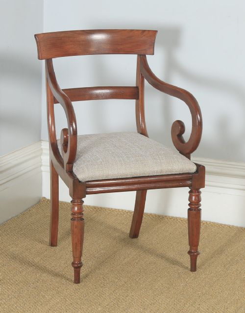 Antique English Georgian Mahogany Library Bar Back Desk Office Dining Armchair Carver (Circa 1830)