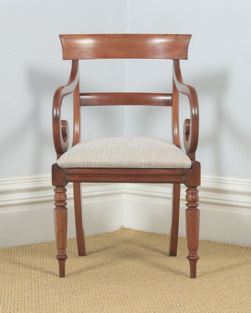 fig 1. Antique English Georgian Mahogany Library Bar Back Desk Office Dining Armchair Carver (Circa 1830)
