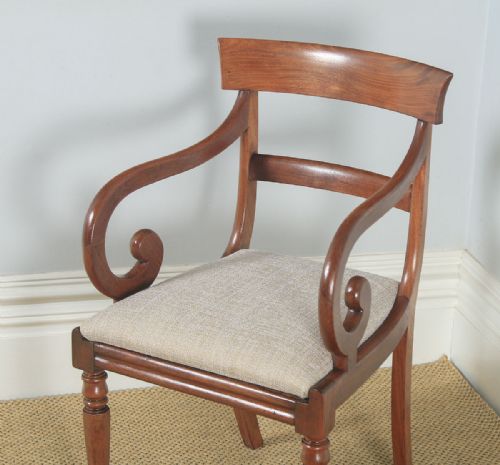 fig 2. Antique English Georgian Mahogany Library Bar Back Desk Office Dining Armchair Carver (Circa 1830)
