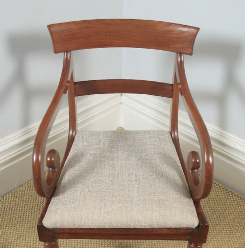 fig 3. Antique English Georgian Mahogany Library Bar Back Desk Office Dining Armchair Carver (Circa 1830)