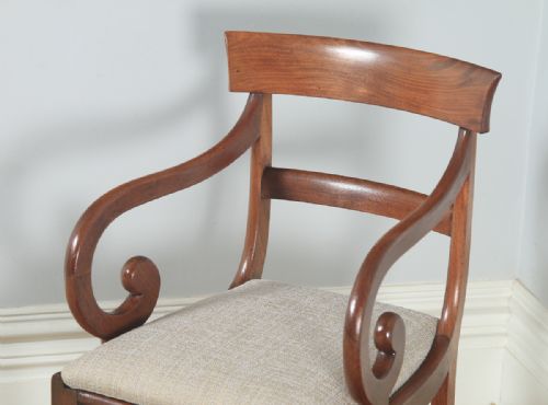 fig 4. Antique English Georgian Mahogany Library Bar Back Desk Office Dining Armchair Carver (Circa 1830)