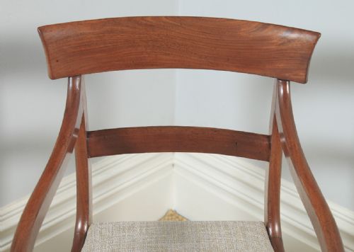 fig 5. Antique English Georgian Mahogany Library Bar Back Desk Office Dining Armchair Carver (Circa 1830)