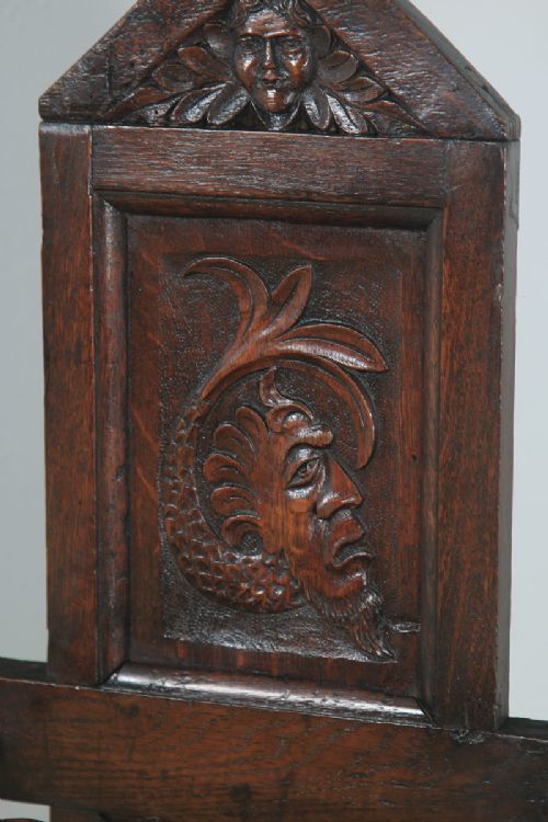 fig 5. Antique English Victorian Oak Green Man Carved Stick & Umbrella Hall Stand (Circa 1860)