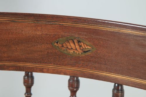 fig 6. Antique English Georgian Regency Mahogany Inlaid Bar Back Elbow Desk Dining Armchair Carver (Circa 1825)