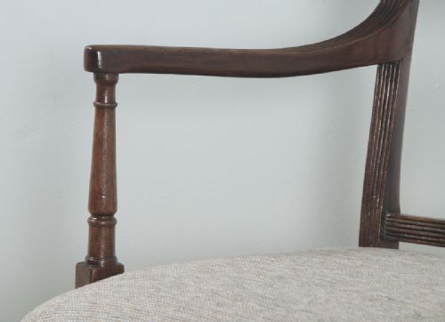 fig 7. Antique English Georgian Regency Mahogany Inlaid Bar Back Elbow Desk Dining Armchair Carver (Circa 1825)